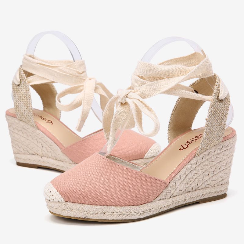 Femmes Espadrilles Strappy Casual Sandales Compensées D'été