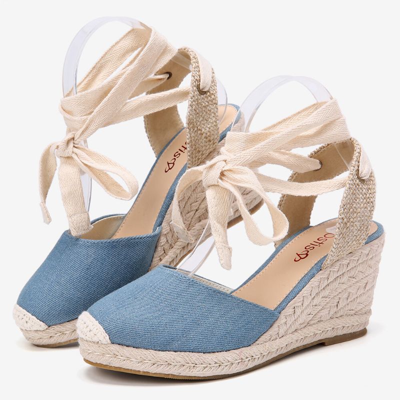 Femmes Espadrilles Strappy Casual Sandales Compensées D'été