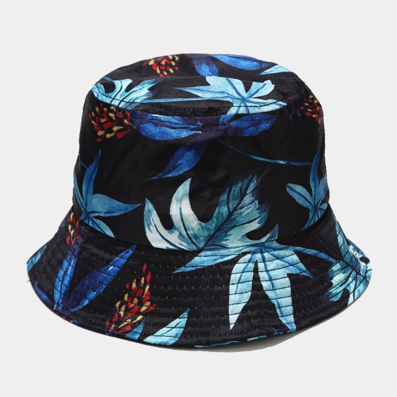 Femmes D'été Protection Uv Fleur Motif Visière Soleil Chapeau Mode Casual En Plein Air Voyage Seau Chapeau