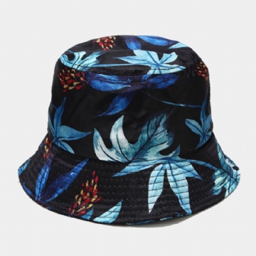 Femmes D'été Protection Uv Fleur Motif Visière Soleil Chapeau Mode Casual En Plein Air Voyage Seau Chapeau