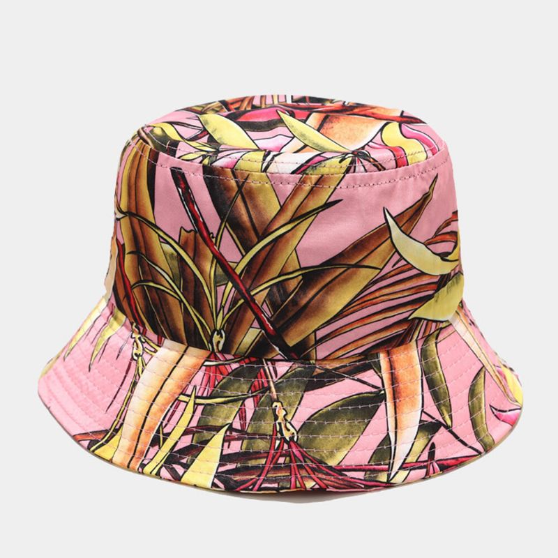 Femmes D'été Protection Uv Fleur Motif Visière Soleil Chapeau Mode Casual En Plein Air Voyage Seau Chapeau