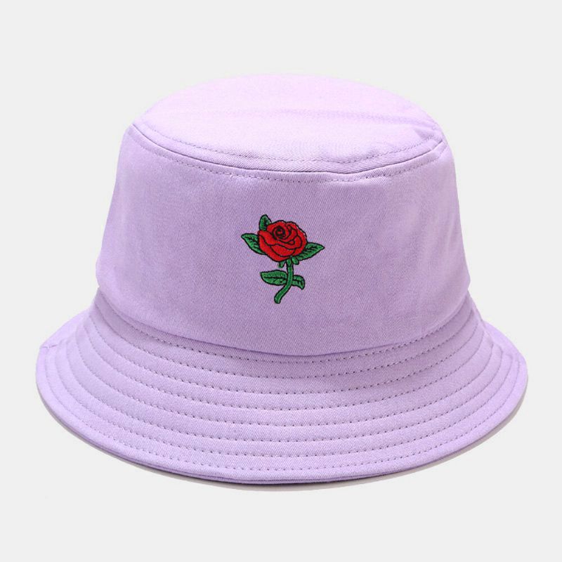 Femmes D'été Protection Uv Motif Floral Broderie Casual Mignon Chapeau De Soleil Seau Chapeau