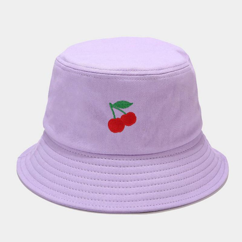 Femmes D'été Protection Uv Motif De Fruits Broderie Casual Mignon Visière Soleil Chapeau Seau Chapeau