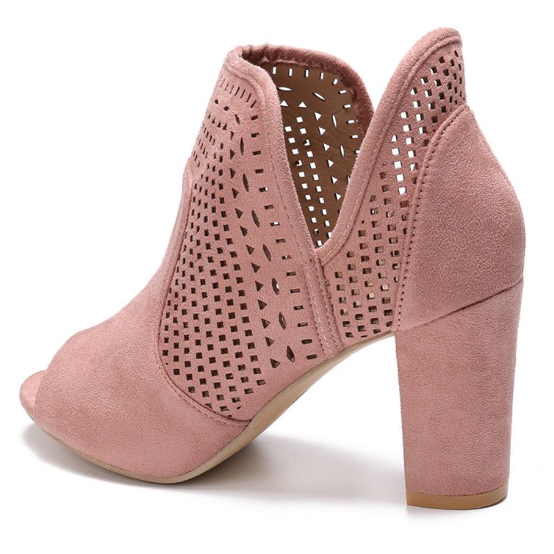 Femmes Évider Peep Toe Slip On Causal High Heel Office Pumps