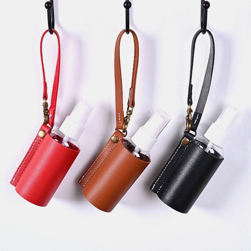 Femmes Faux Cuir Casual Portable Couleur Unie Désinfectant Porte-clés Pendentif Sac Accessoire