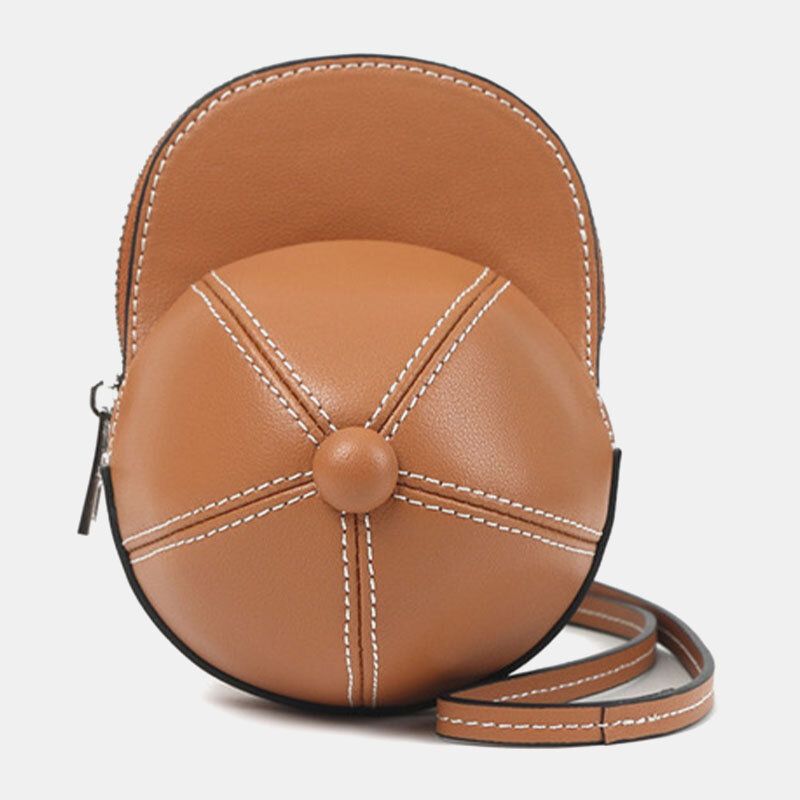 Femmes Faux Cuir Chapeau De Baseball Forme Causl Sac À Bandoulière Créatif Sac À Bandoulière