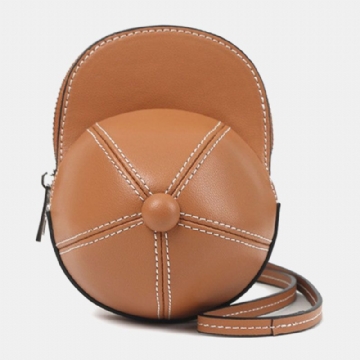 Femmes Faux Cuir Chapeau De Baseball Forme Causl Sac À Bandoulière Créatif Sac À Bandoulière