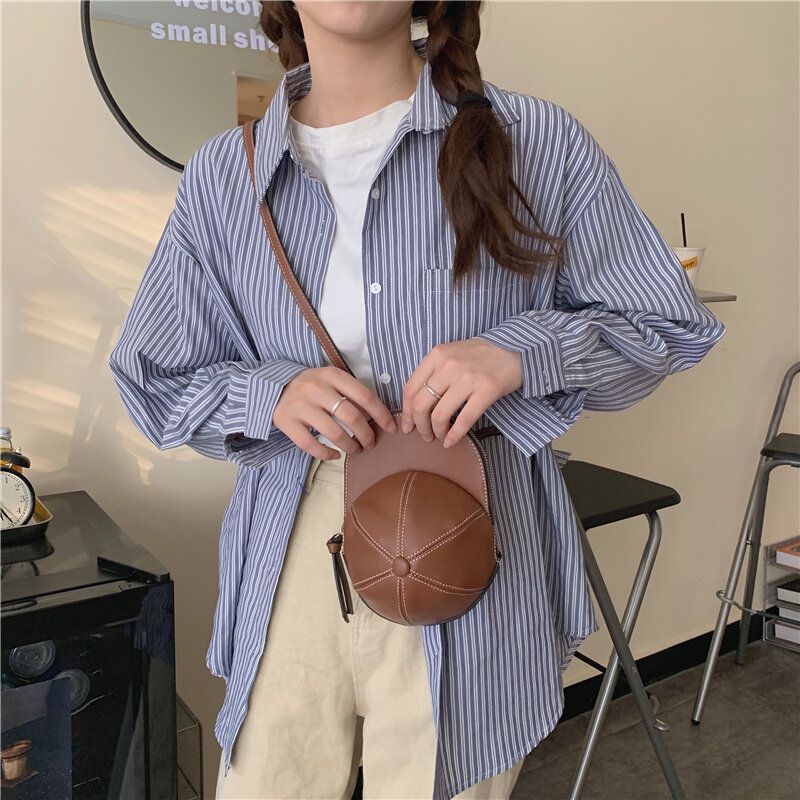 Femmes Faux Cuir Chapeau De Baseball Forme Causl Sac À Bandoulière Créatif Sac À Bandoulière