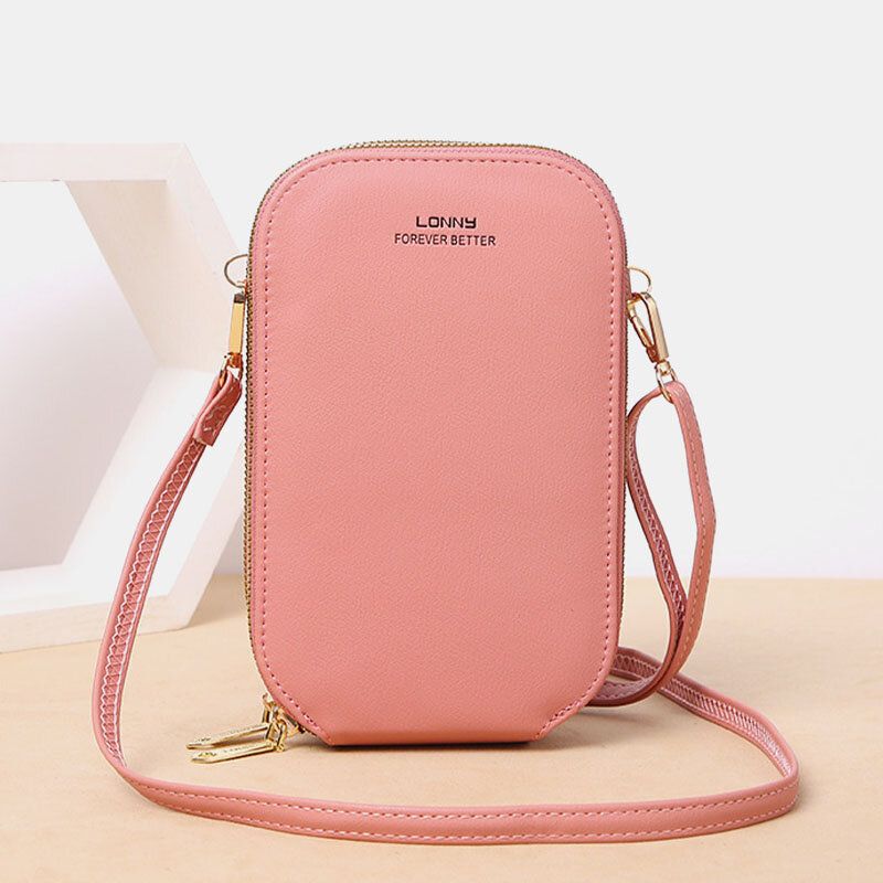 Femmes Faux Cuir Mode Écran Tactile Mini Sac À Bandoulière Téléphone Sac