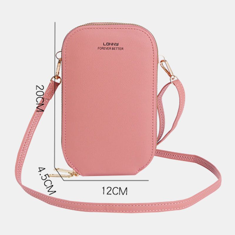 Femmes Faux Cuir Mode Écran Tactile Mini Sac À Bandoulière Téléphone Sac