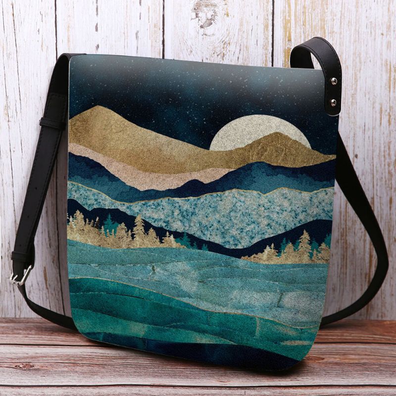 Femmes Felt Mountain Treetop Landscape Print Bag Sac À Bandoulière Sac À Bandoulière