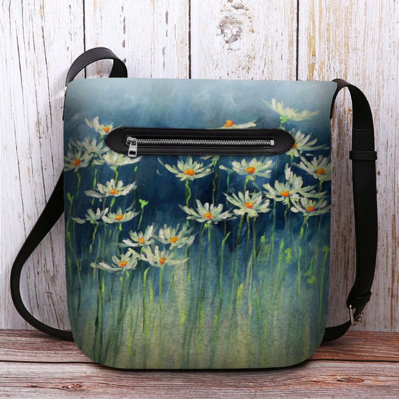 Femmes Feutre Fleurs Motif Imprime Sac À Bandoulière Sac À Bandoulière