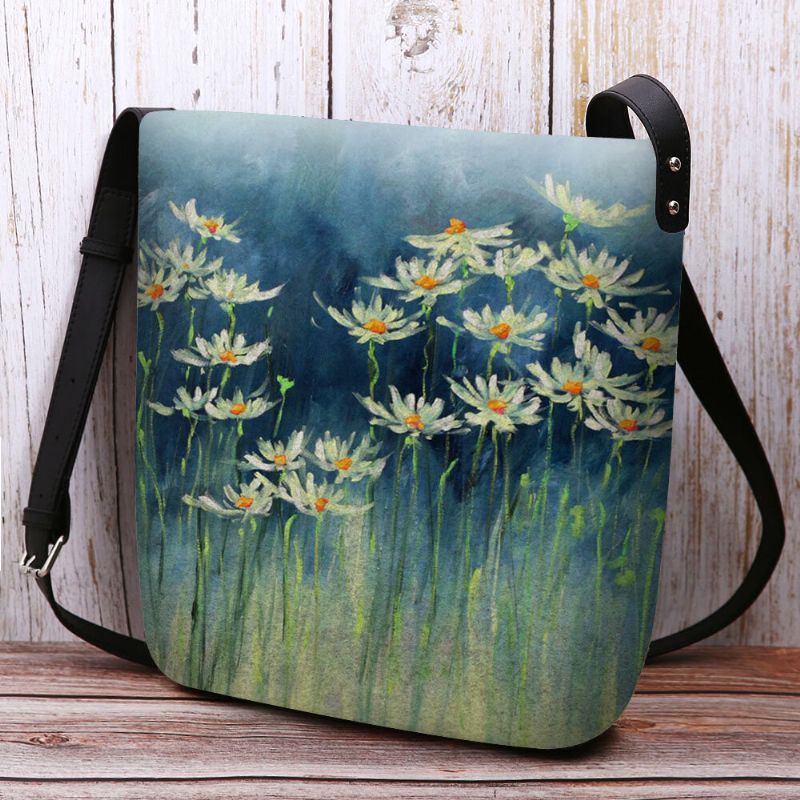 Femmes Feutre Fleurs Motif Imprime Sac À Bandoulière Sac À Bandoulière