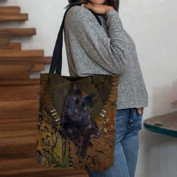 Femmes Feutre Mignon 3d Dessin Animé En Trois Dimensions Chat Noir Branche Motif Sac À Bandoulière Sac À Main Fourre-tout