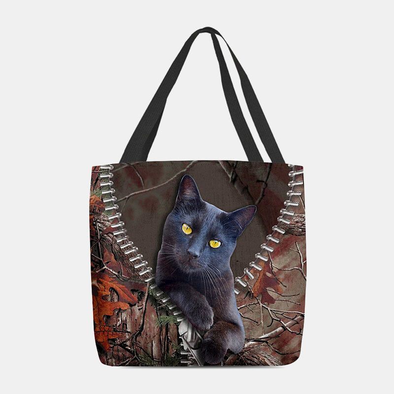 Femmes Feutre Mignon 3d Dessin Animé En Trois Dimensions Chat Noir Branche Motif Sac À Bandoulière Sac À Main Fourre-tout