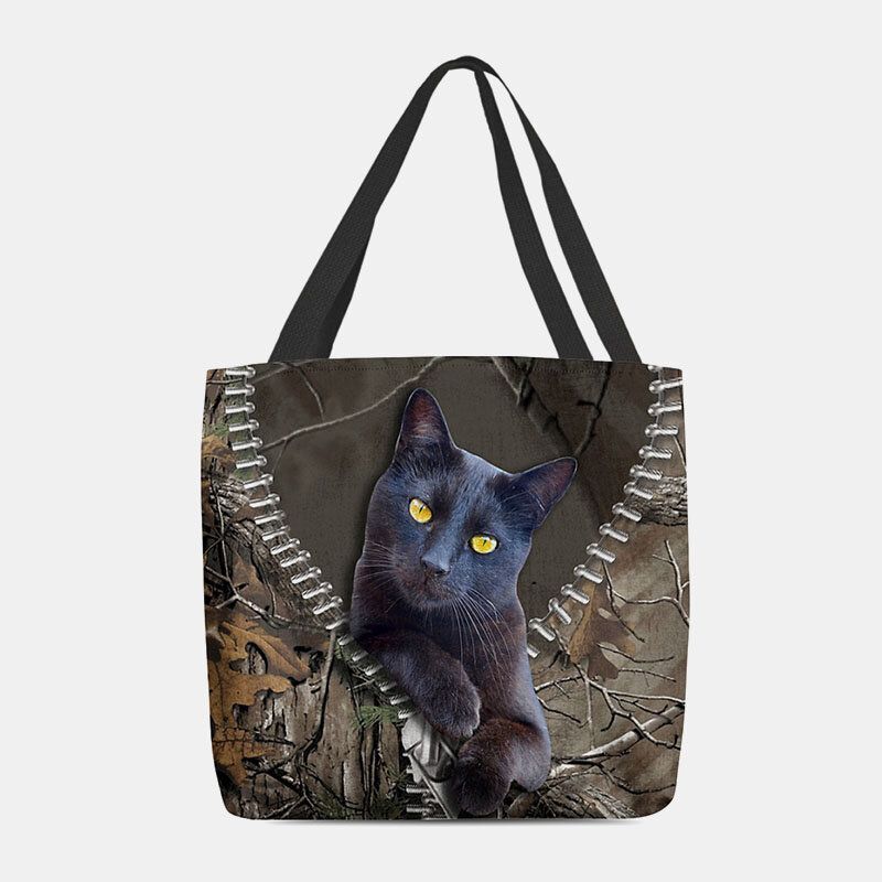 Femmes Feutre Mignon 3d Dessin Animé En Trois Dimensions Chat Noir Branche Motif Sac À Bandoulière Sac À Main Fourre-tout