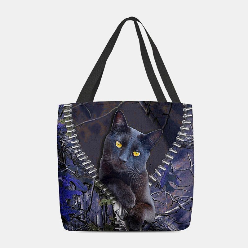 Femmes Feutre Mignon 3d Dessin Animé En Trois Dimensions Chat Noir Branche Motif Sac À Bandoulière Sac À Main Fourre-tout