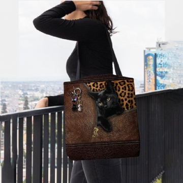 Femmes Feutre Mignon 3d Dessin Animé En Trois Dimensions Chat Noir Pendentif Motif Sac À Bandoulière Sac À Main Fourre-tout