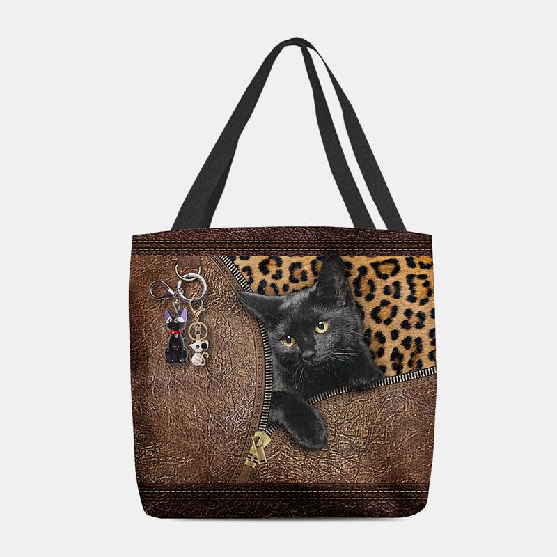 Femmes Feutre Mignon 3d Dessin Animé En Trois Dimensions Chat Noir Pendentif Motif Sac À Bandoulière Sac À Main Fourre-tout