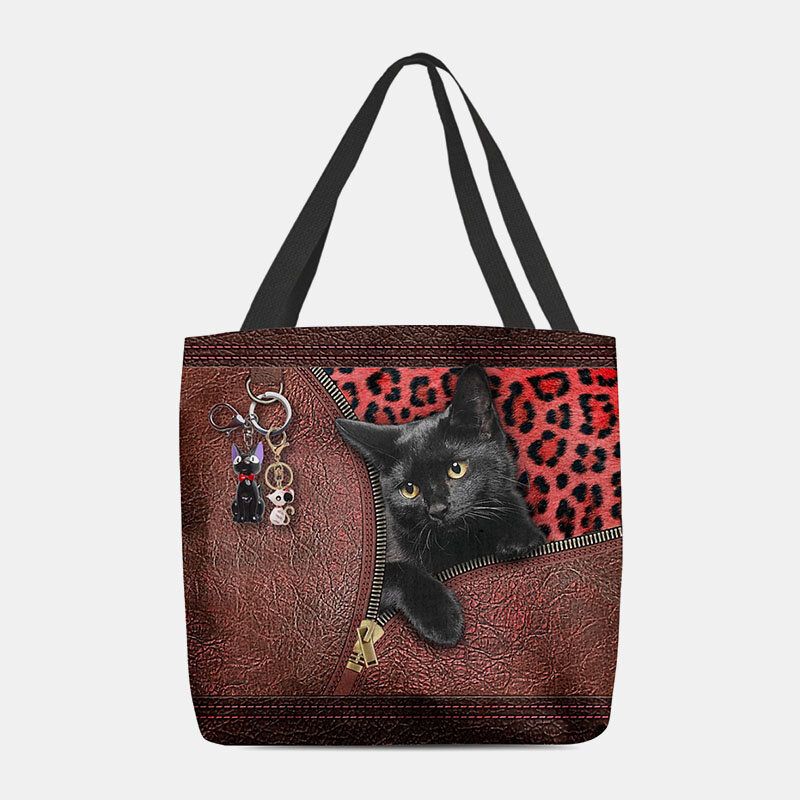 Femmes Feutre Mignon 3d Dessin Animé En Trois Dimensions Chat Noir Pendentif Motif Sac À Bandoulière Sac À Main Fourre-tout