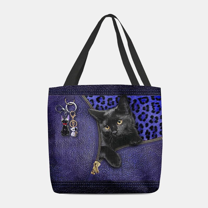 Femmes Feutre Mignon 3d Dessin Animé En Trois Dimensions Chat Noir Pendentif Motif Sac À Bandoulière Sac À Main Fourre-tout