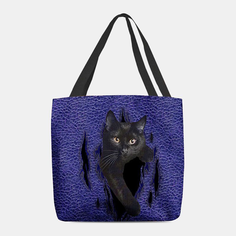 Femmes Feutre Mignon 3d Dessin Animé En Trois Dimensions Noir Chat Motif Sac À Bandoulière Sac À Main Fourre-tout