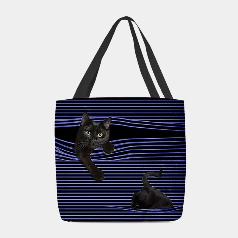 Femmes Feutre Mignon 3d Tridimensionnel Noir Chat Rayures Motif Sac À Bandoulière Sac À Main Fourre-tout