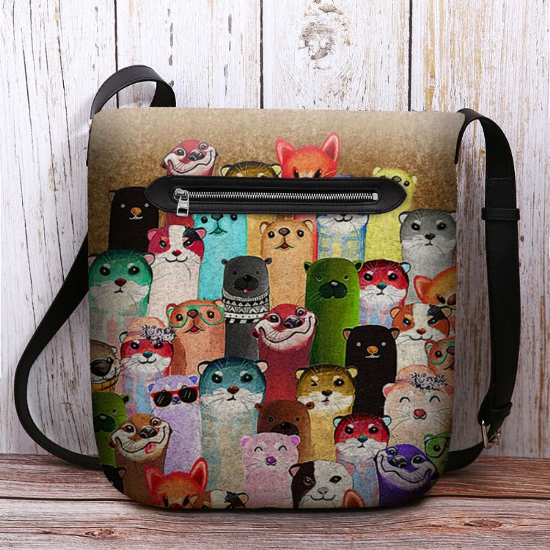 Femmes Feutre Mignon Dessin Animé Coloré Taupes Motif Multi-transport Sac À Bandoulière Sac À Bandoulière