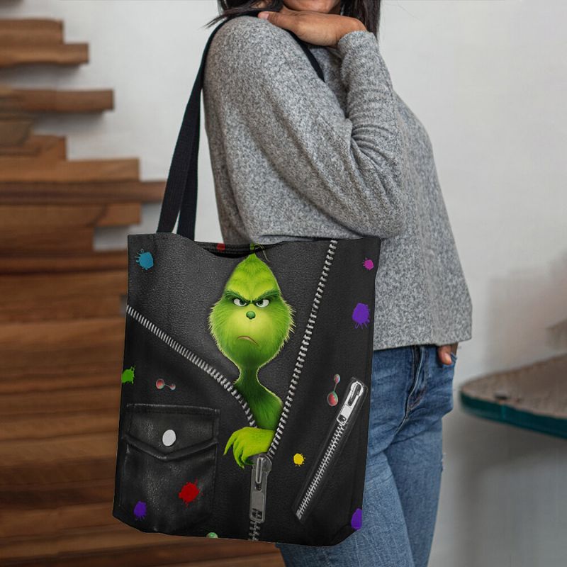 Femmes Feutre Mignon Dessin Animé Vert Monstre Motif Sac À Bandoulière Sac À Main Fourre-tout