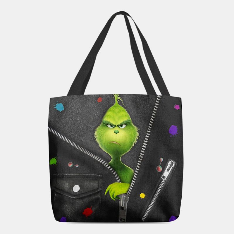 Femmes Feutre Mignon Dessin Animé Vert Monstre Motif Sac À Bandoulière Sac À Main Fourre-tout