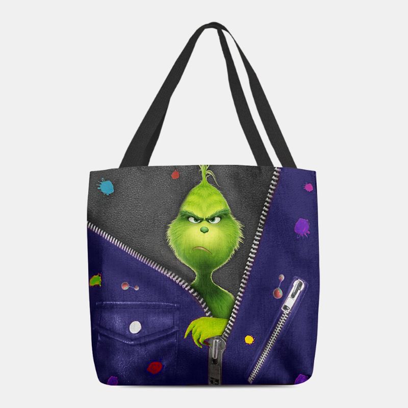 Femmes Feutre Mignon Dessin Animé Vert Monstre Motif Sac À Bandoulière Sac À Main Fourre-tout