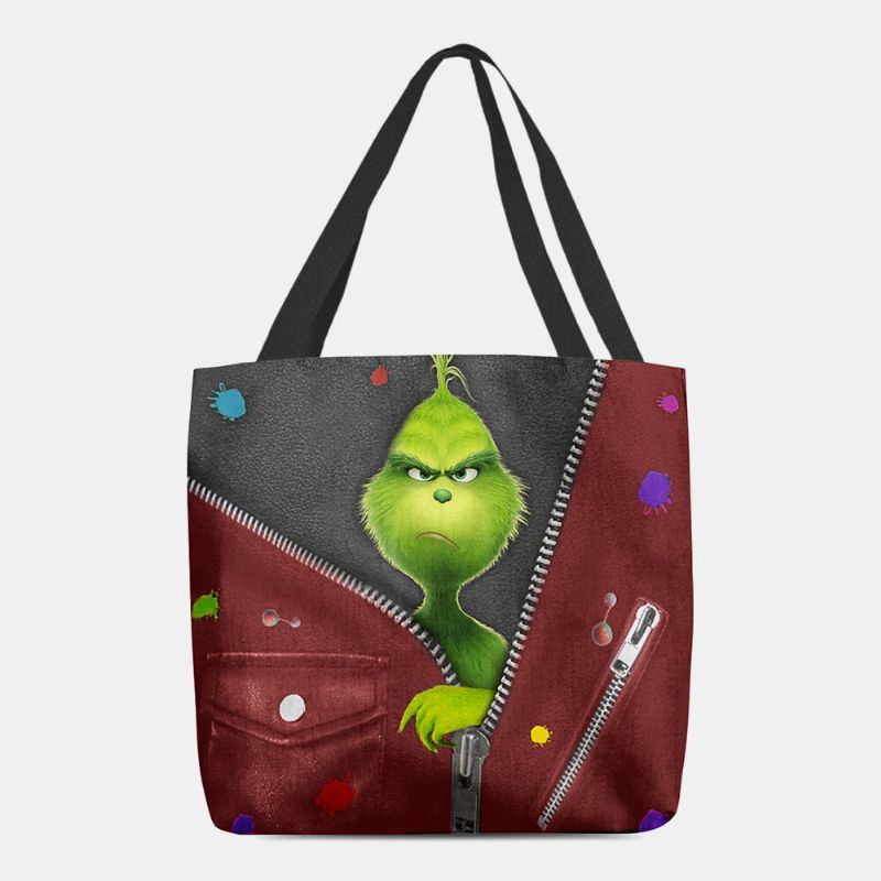 Femmes Feutre Mignon Dessin Animé Vert Monstre Motif Sac À Bandoulière Sac À Main Fourre-tout