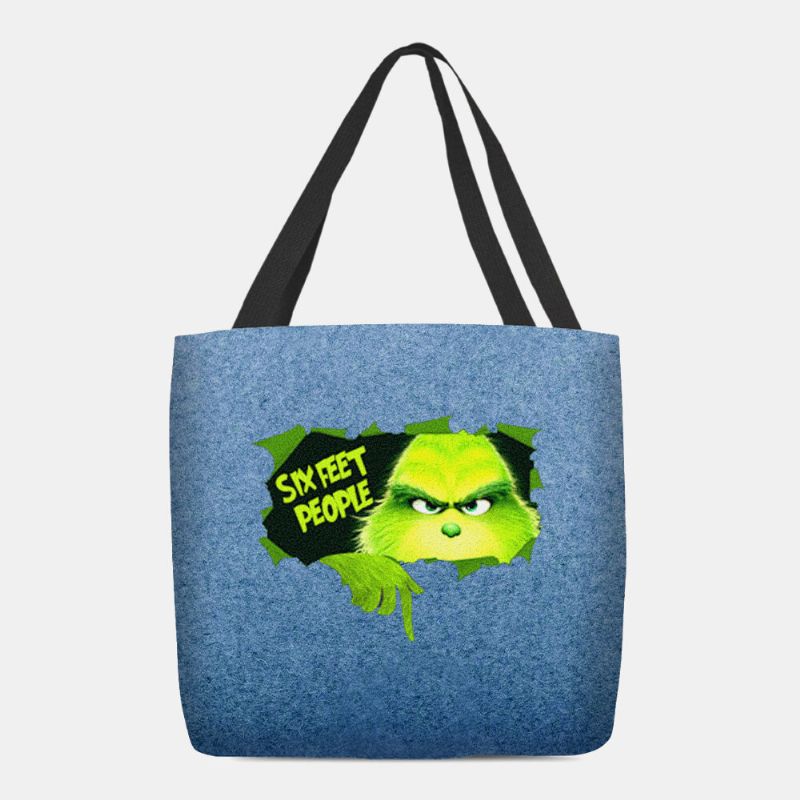 Femmes Feutre Mignon Dessin Animé Vert Monstre Motif Sac À Bandoulière Sac À Main Fourre-tout