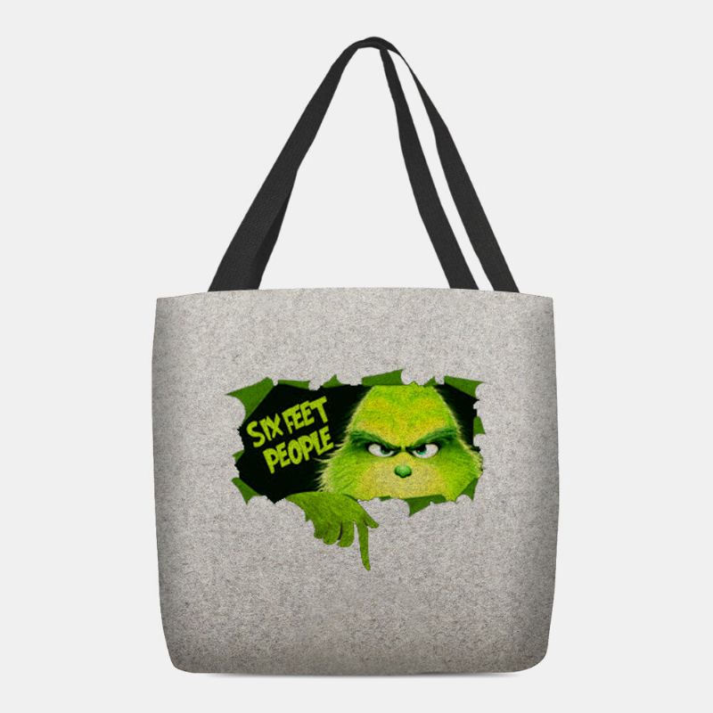 Femmes Feutre Mignon Dessin Animé Vert Monstre Motif Sac À Bandoulière Sac À Main Fourre-tout