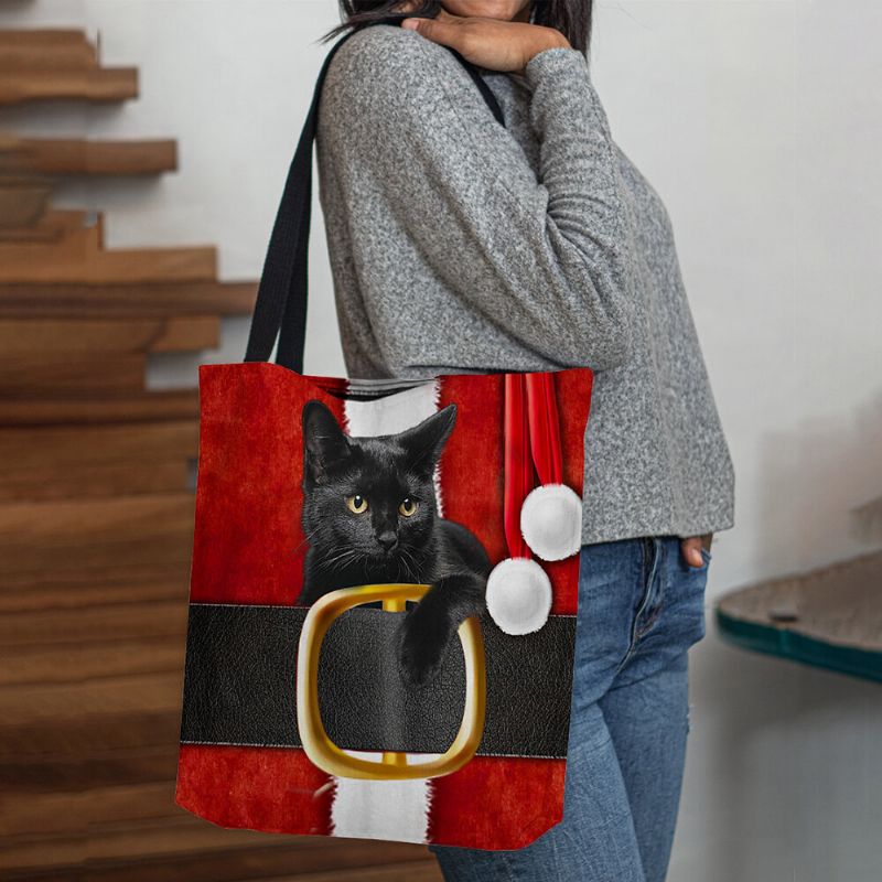 Femmes Feutre Mignon Festif 3d Dessin Animé Noël Chat Noir Motif Sac À Bandoulière Sac À Main Fourre-tout