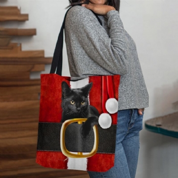 Femmes Feutre Mignon Festif 3d Dessin Animé Noël Chat Noir Motif Sac À Bandoulière Sac À Main Fourre-tout