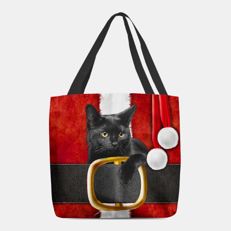 Femmes Feutre Mignon Festif 3d Dessin Animé Noël Chat Noir Motif Sac À Bandoulière Sac À Main Fourre-tout