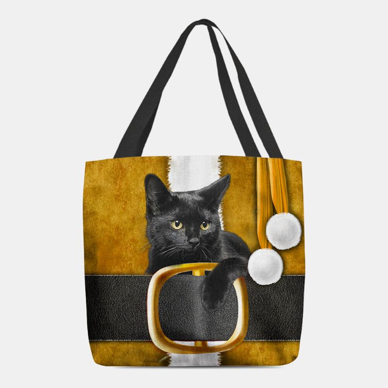 Femmes Feutre Mignon Festif 3d Dessin Animé Noël Chat Noir Motif Sac À Bandoulière Sac À Main Fourre-tout