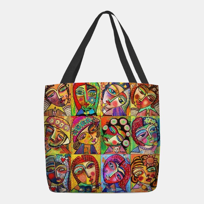 Femmes Feutre Multicolore Dessin Animé Figure Impression Sac À Main Sac À Bandoulière Fourre-tout