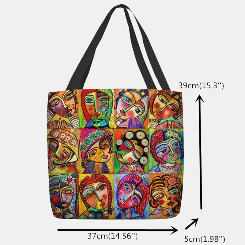 Femmes Feutre Multicolore Dessin Animé Figure Impression Sac À Main Sac À Bandoulière Fourre-tout