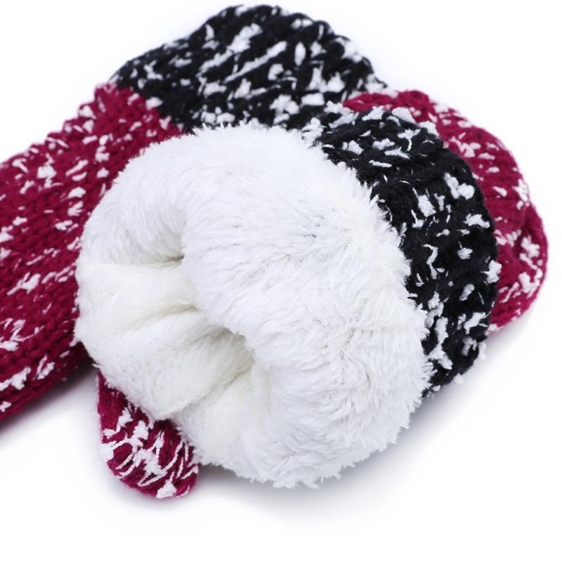 Femmes Filles Noël Tricot Neige Chapeau Gants Écharpe Hiver Chaud Tendance Trois Pièces Ensemble