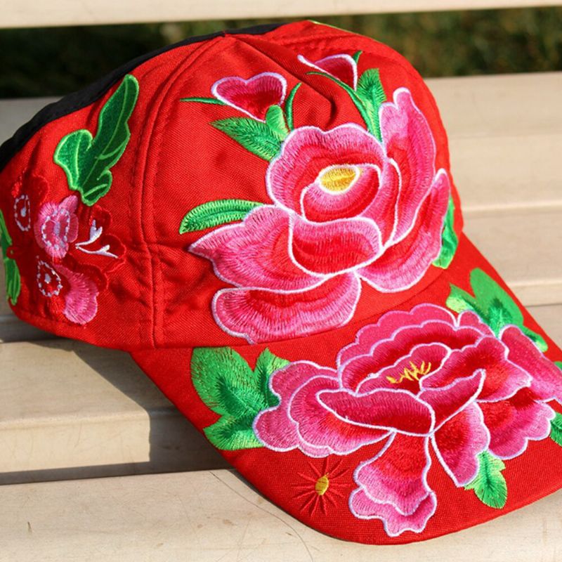 Femmes Fleur Broderie Solaire Soleil Chapeau Canard Chapeau Casquette De Baseball