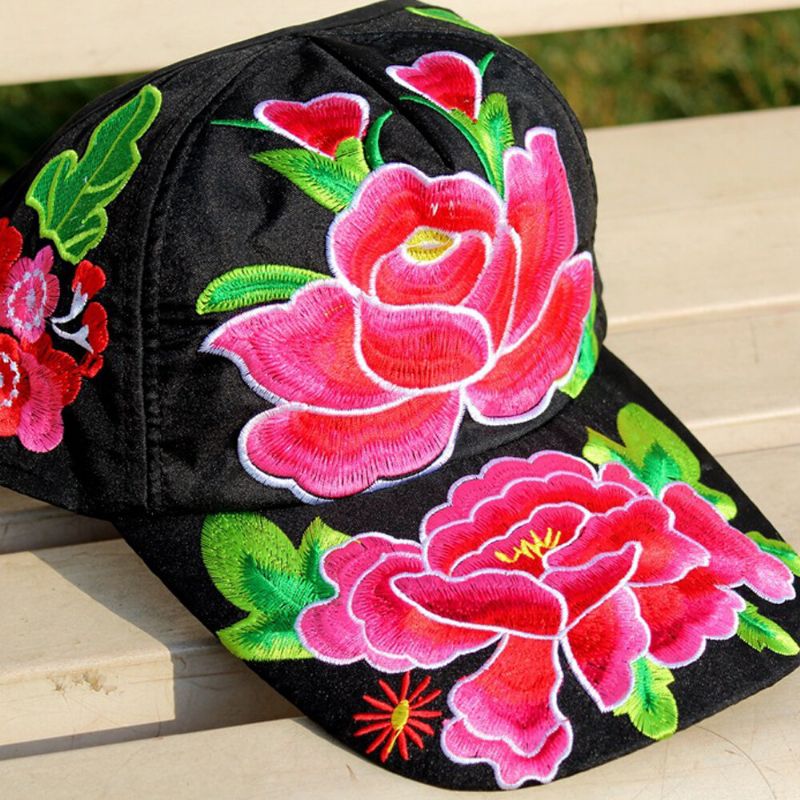 Femmes Fleur Broderie Solaire Soleil Chapeau Canard Chapeau Casquette De Baseball