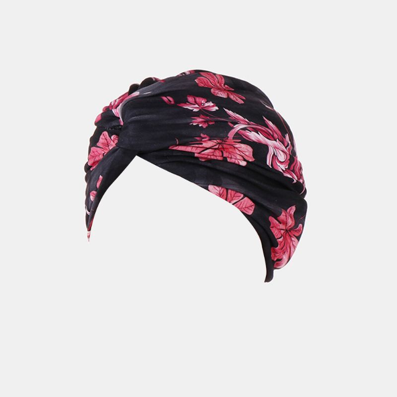 Femmes Fleur Impression Turban Chapeau Coton Casual Respirant Head Cap