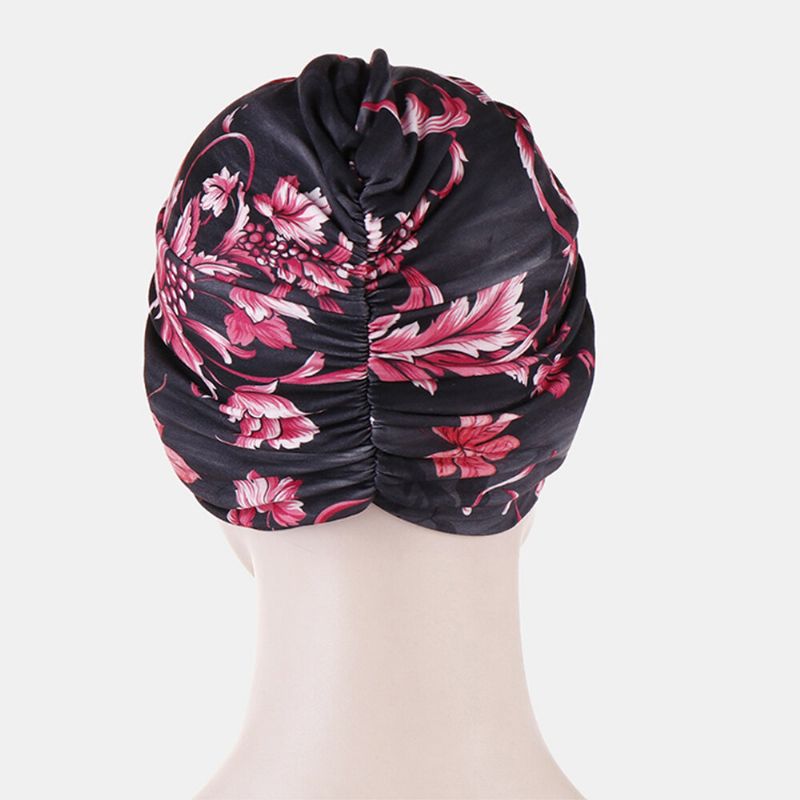 Femmes Fleur Impression Turban Chapeau Coton Casual Respirant Head Cap