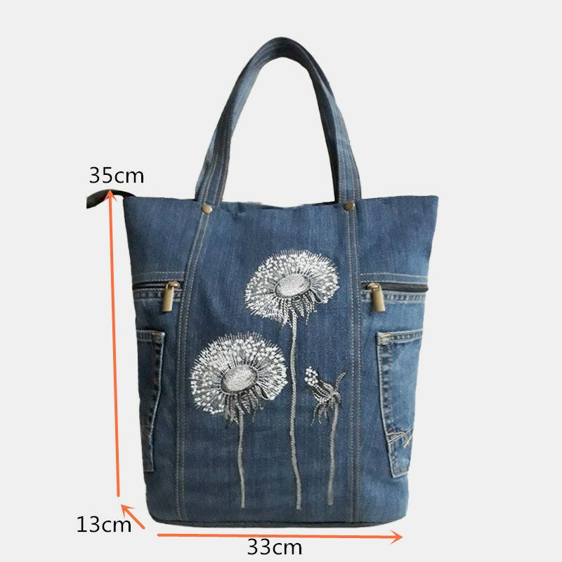 Femmes Fleur Imprimé Toile Sac À Main Sac À Bandoulière Sac À Main