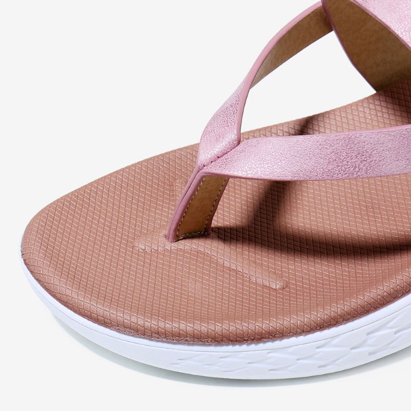 Femmes Flip Flop Slingback Buckle Soft Sole Casual Flat Sandals