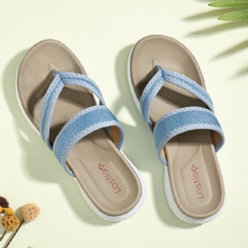 Femmes Flip Flop Stitching Soft Sole Slip On Casual Summer Flat Sandals