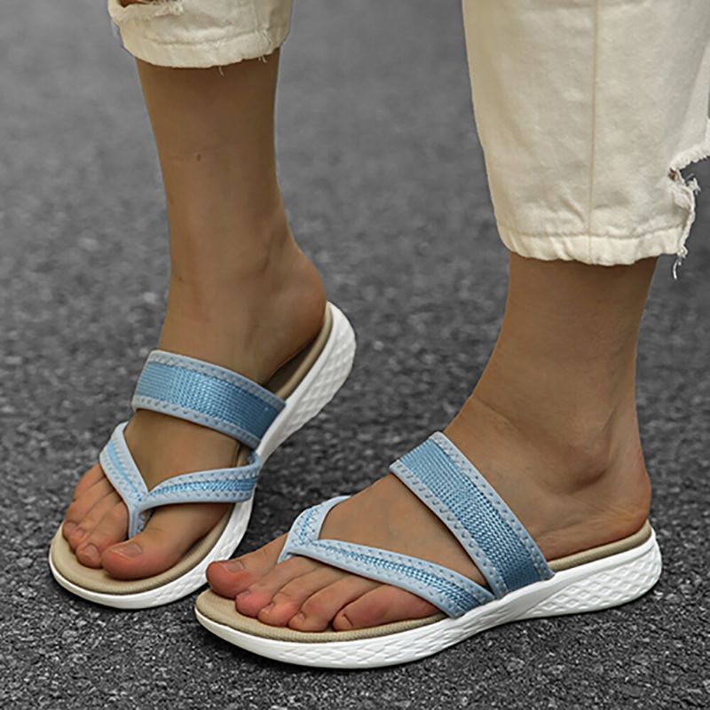 Femmes Flip Flop Stitching Soft Sole Slip On Casual Summer Flat Sandals