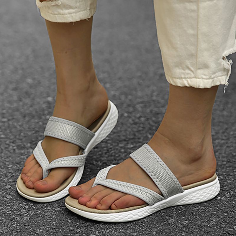 Femmes Flip Flop Stitching Soft Sole Slip On Casual Summer Flat Sandals